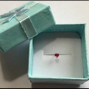 14k Solid Yellow Gold Ruby Red CZ Nose Stud Bone